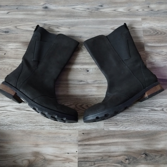 Sorel Emelie Mid Calf Black Leather Waterproof Boots NL2679-010 Women's Size 6 - Picture 1 of 5